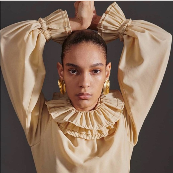 Cream Striped Maxi Skirt with Ruffled Hem - Picture 2 of 5